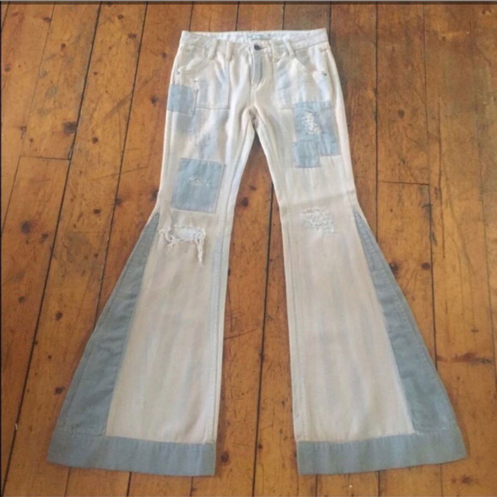 Free People Festy Super Flares-Rare Bleached!